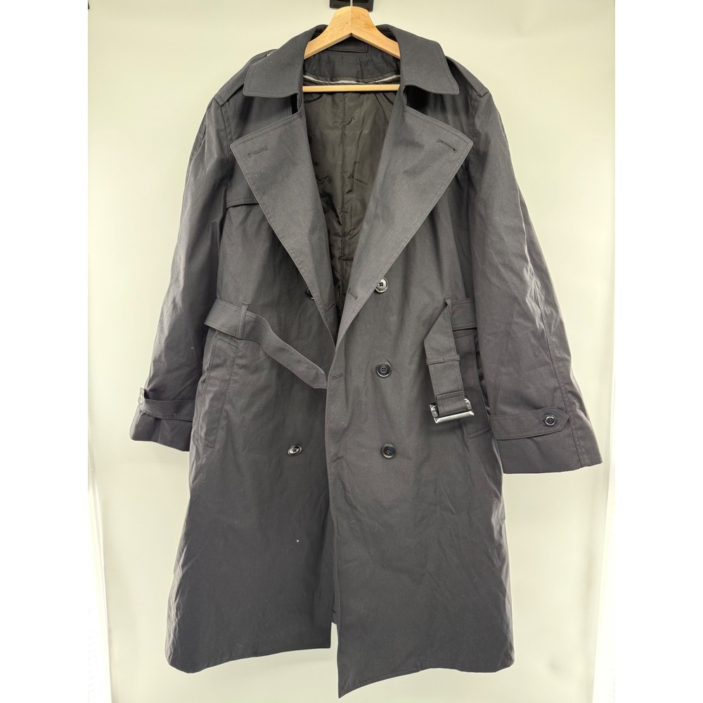 Garrison Collection Military Trench‎ Coat 44R Black All Weather Overcoat